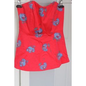 J Crew Pink Strapless Peplum Top